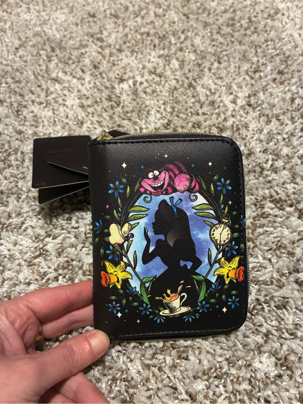 Loungefly Black Alice in Wonderland Floral Zip Wallet